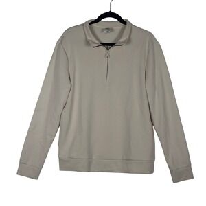 Member's Mark Mens Sandwash Quarter Zip Pullover Beige Cream Size M Mock Neck